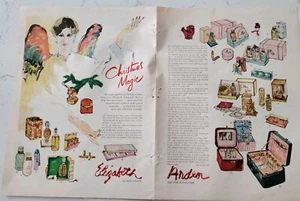 1952 Elizabeth Arden Cosmetics Christmas magic angel art 2 page vintage ad - Picture 1 of 1