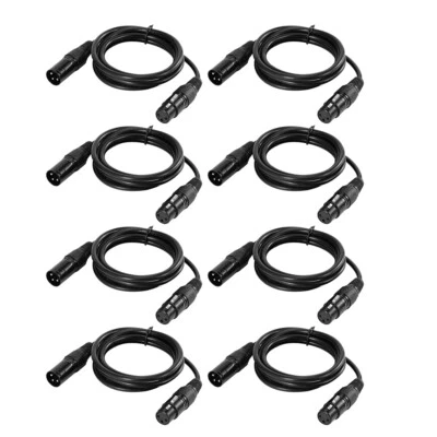 8-Pack 3.3ft XLR Cable DMX Stage Light Cable 3-Pin XLR Male to Female Plug F5E6 - Image 1 of 4