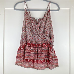Joie Modele 100% Silk Tank Top Women's Large Floral Print V Neck Spaghetti Strap - Picture 1 of 12