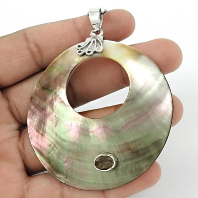 Naturale Cover Gemma Ciondolo 925 Argento Sterling Indiano Gioielli per Ragazze - Immagine 1 di 4