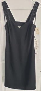 New Black Tie Oleg Cassini Sleeveless Beaded Straps Black Dress - Picture 1 of 13