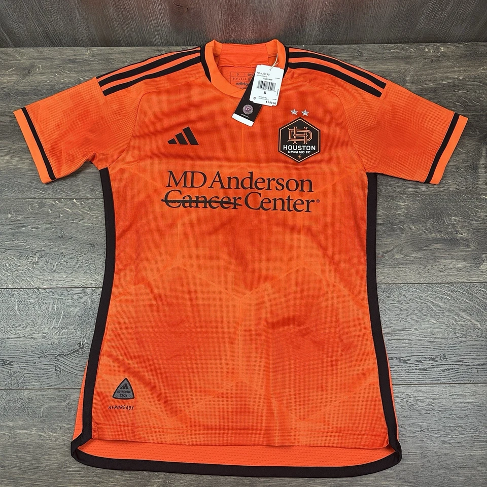 Adidas Houston Dynamo 23/24 Authentic Home Mens Jersey Sz Small Orange HI1887