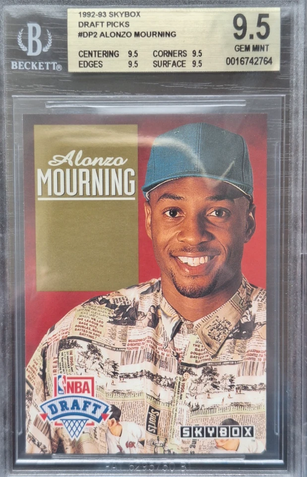Skybox Draft Picks 1992 #DP2 Alonzo Mourning Charlotte Hornets BGS 9,5 bonita tarjeta Foto 1 de 2