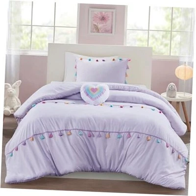 Juego de Edredón Queen, Divertido Edredón Borla Multicolor F/Q Edredón Lavanda Foto 1 de 4