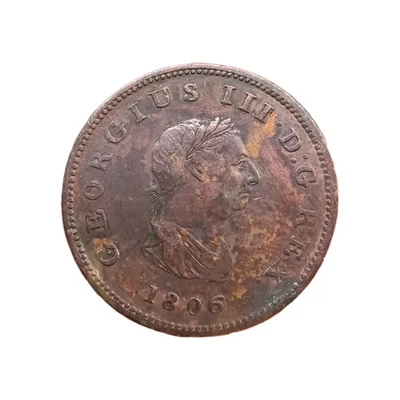1806 King George III Copper Half Penny Coin With Traces of Original Lustre - Image 1 of 2