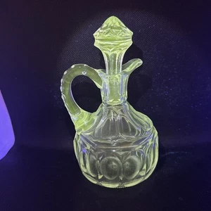 EAPG Clear Glass Cruet With Stopper Manganese UV Glow 6.5” - Bild 1 von 6