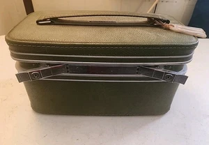 70er Jahre Samsonite Fashionaire grün Royal Traveller Schminkkoffer mit Tablett & Schlüssel - Bild 1 von 10