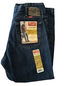 Herren Wrangler 5 Sterne Relaxed Fit Jeans Premium Denim 34x30 Neu mit Etikett - Bild 1 von 6