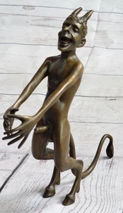 Collector Edition Signed Satyr Faun Devil Devilish Bronze Sculpture Nude Statue - Picture 1 of 5