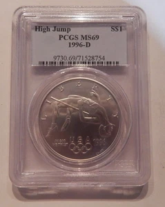 1996 D PCGS MS69 High Jump Silver Modern Commemorative Dollar - Picture 1 of 2