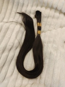 100% Human Hair V Light Bulk Extensions Natural Black 50g 20" Double Drawn $87 - Picture 1 of 6