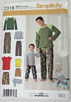 Simplicity Sewing Pattern 2318 Men Boys Pants Shorts Top Sz S-XL  Dog Shirt 2010 - Image 1 of 4
