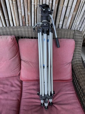 Bogen Manfrotto 3046 Camera Tripod 3063 Fluid Head Professional Video Telescope - Image 1 of 4