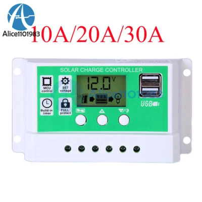 Regolatore Pannello Solare 12V 24V 10A/20A/30A Regolatore di Carica Batteria Doppio USB PWM - Immagine 1 di 4
