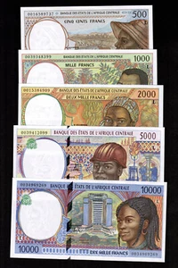 CAS Central African States Gabon (L) Complete Set 500-10000 FRANCS 2000 Gem UNC - Picture 1 of 2