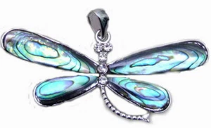 40 mm libélula azul natural multicolor abulón colgante de carcasa para mujer joyería - Imagen 1 de 3