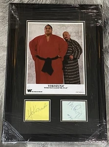 WWF WWE MR FUJI & YOKOZUNA HAND SIGNED professionally mounted/framed autograph - Picture 1 of 1