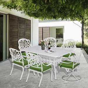 7 PCS Outdoor Dining Set Patio Cast Aluminum Table & Chairs Furniture Set - Picture 1 of 45