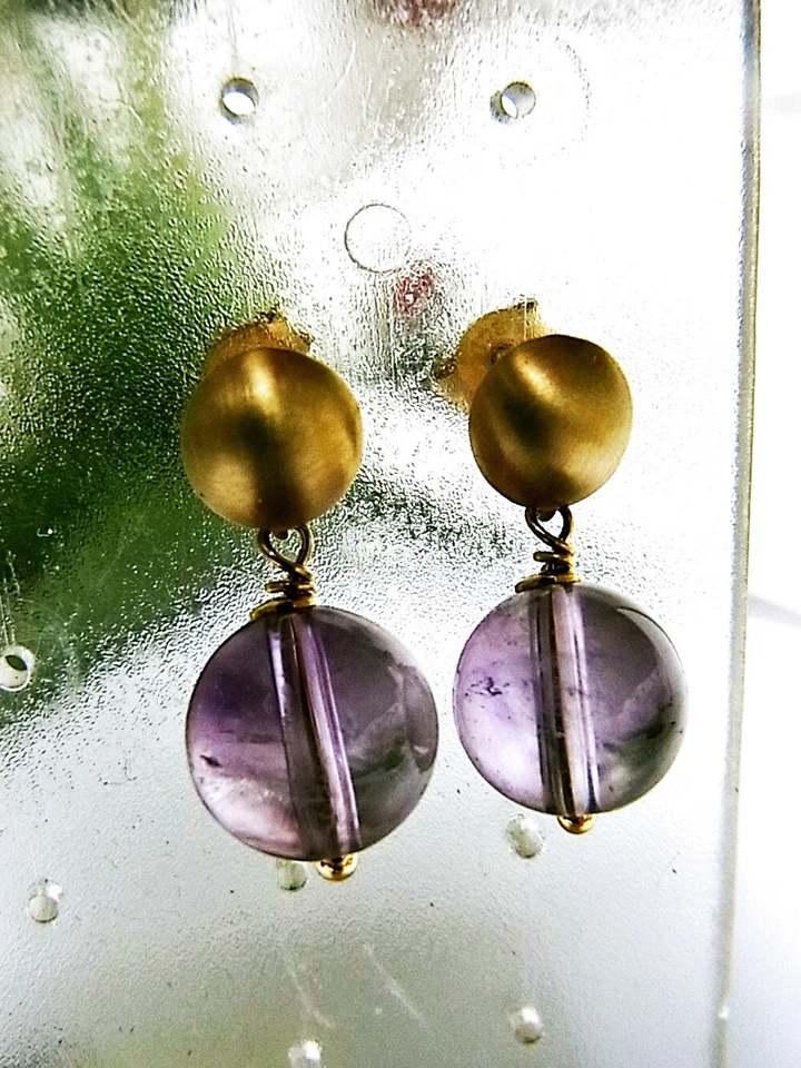 SCHMUCK-STCK OHRRINGE Amethyst 375 GOLD poliert mattiert SOGNI d'Oro  Kugeln - Bild 1 von 1