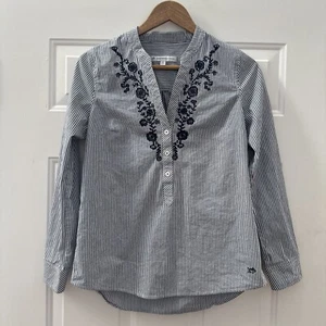 SOUTHERN TIDE Women's Blue & White Striped Embroidered Tunic Top - Size XS - Picture 1 of 4