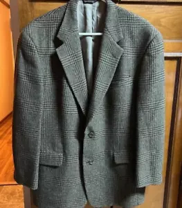 Austin Reed Men's Wool Sport 42 R Coat Elbow Patch Jacket Blazer Brown plaid EUC - Picture 1 of 17