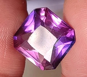 Piedra preciosa suelta Montana corte Asscher certificado zafiro bicolor natural de 7,85 quilates - Imagen 1 de 11