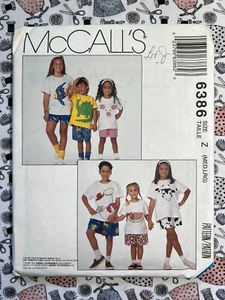 Camiseta y pantalones cortos para niños McCall's con patrón de costura 6386 talla 7-12 FF SIN CORTAR - Imagen 1 de 2