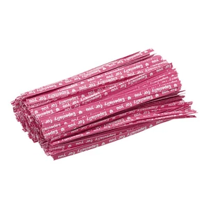 300 Pcs 4" Kraft Paper Twist Ties for Bread Candy Treat Bag, Rose Red/White - Picture 1 of 6