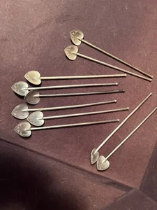 10 Vintage Ornate Sterling Silver Mint Julep Iced Tea Straw Spoons - Picture 1 of 2