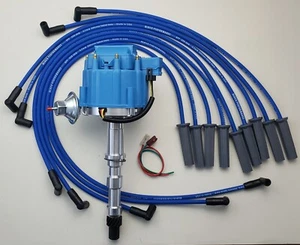 CADILLAC 472 500 1968-1974 BLUE HEI DISTRIBUTOR + 8.5mm Spark Plug Wires USA - Picture 1 of 3