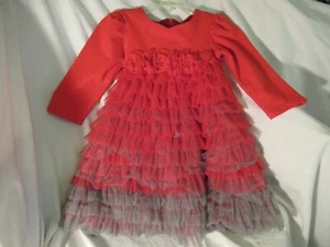 (L) Isobella & Chloe Size 3T Red/Gray Girls Dress - Picture 1 of 6