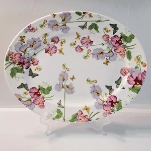 Rob Turner Bone China Serving Platter England Multicolor Floral Butterflies 13" - Picture 1 of 7