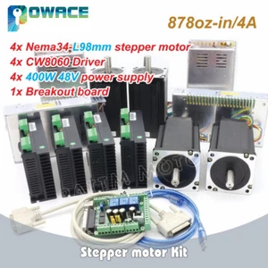 【DE】Nema34 98mm Stepper Motor 4.0A 4 Axis+Driver 6A 80VDC+400W 48V Power Supply - Picture 1 of 11