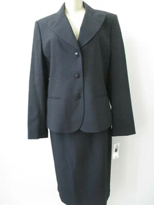 $340 ANNE KLEIN BLACK LONG SLEEVE JACKET & SKIRT SUIT SET SIZE 14 - NWT - Picture 1 of 8