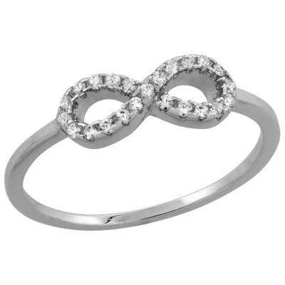 Sterlingsilber Unendlichkeit Ring W / Mikro Besatz Cubic Zirkonia Steine - Bild 1 von 2