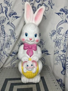 Empire 22" Standing Easter Bunny Rabbit w/ Baby in Basket Blow Mold Decoration - Picture 1 of 12