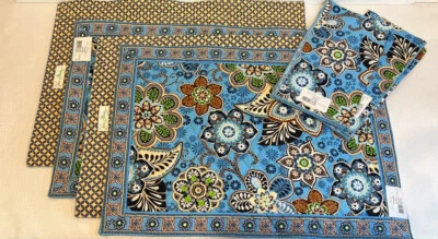 Vera Bradley set of 4 Bali Blue Placemats & 2 Napkins NEW RARE! - Image 1 of 3