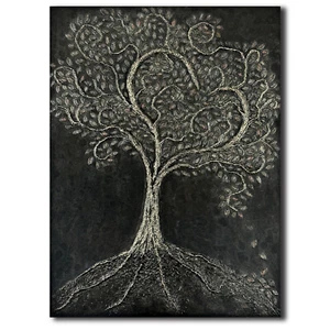 Tree Painting Original Art on Canvas, Black Gray Tree of Life, 30x40 - Picture 1 of 11