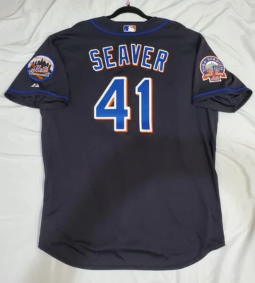 Camiseta AUTÉNTICA MAJESTIC TOM SEAVER 60 4XL, NEW YORK METS HECHA EN EE. UU. 6300 Foto 1 de 3