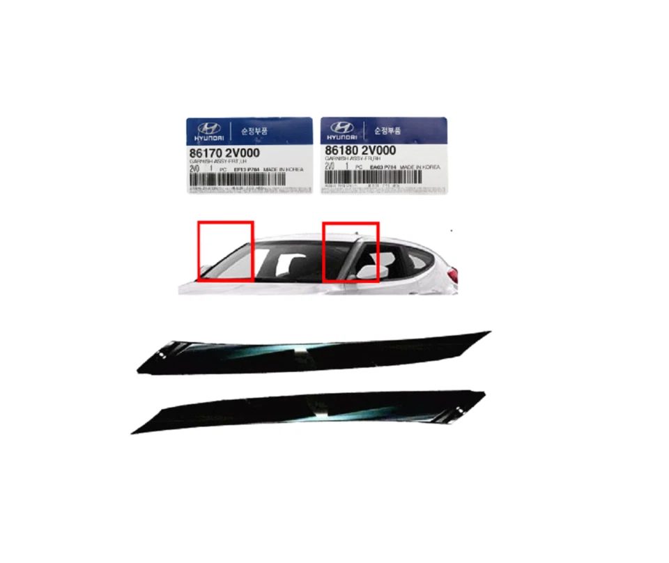 Moldura de adorno de parabrisas delantero GENUINA LH RH 2p para Hyundai Veloster 11-17 Foto 1 de 3