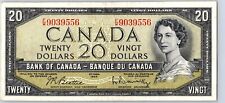 VINTAGE CANADA BANKNOTE 1954 20 DOLLARS PREFIX  FW  NO111