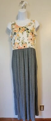 Maxi Vestido Flamenco Urbano Floral Rayas M Informal Bolsillos Cómodo Foto 1 de 3