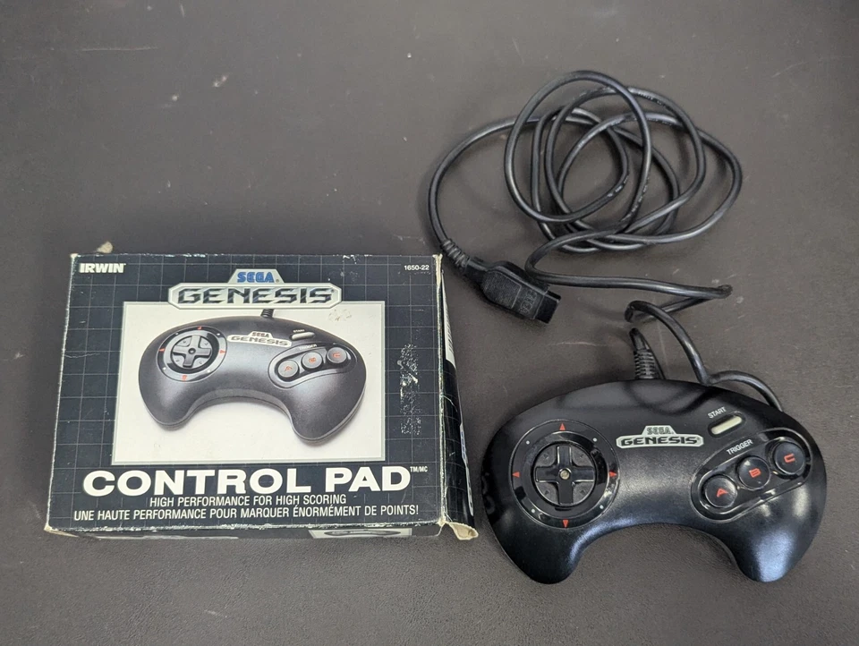 Official Sega Genesis Red 3 Button Control Pad Controller W/ Box 1989 CANADA - Image 1 of 4