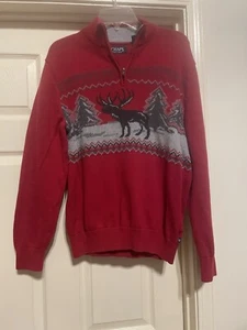 Chaps Deer Red Christmas Winter Knit Sweater Size M Men’s - Picture 1 of 8