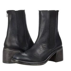 Free People Essential Chelsea Metallic Stiefel 9,5 schwarz Leder Reißverschluss Blockabsatz - Bild 1 von 7