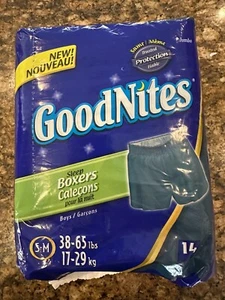 GOODNITES Sleep Boxers Boys S/M 38-65 Pounds NEW Blue 14 Per Pack - Picture 1 of 3