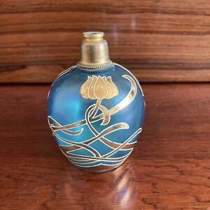 Vintage glass painted art nouveau style perfume bottle No Atomiser