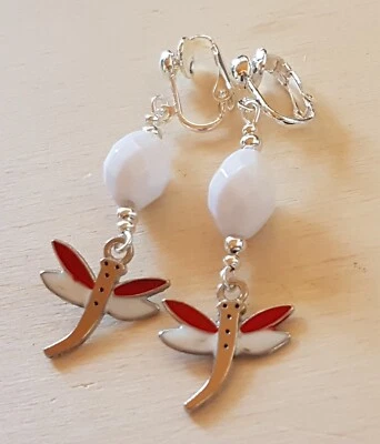 OHRCLIPS CLIPS VERSILBERT PERLEN ROT WEIß - Bild 1 von 2