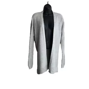 A New Day Open-Front Belted Knit Cardigan Sweater Light Gray Soft Girl Cozy Chic - Picture 1 of 11