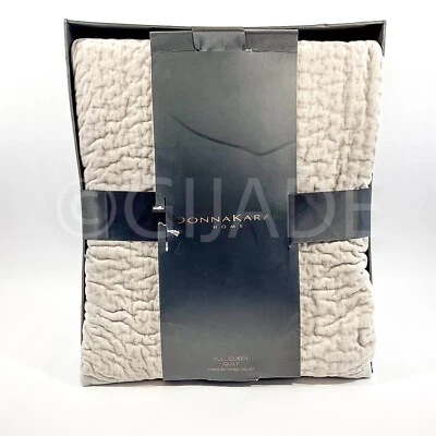 Donna Karan Home Queen / Edredón Completo Cosido a Mano Terciopelo Nuevo Gris / Taupe Nuevo Foto 1 de 4